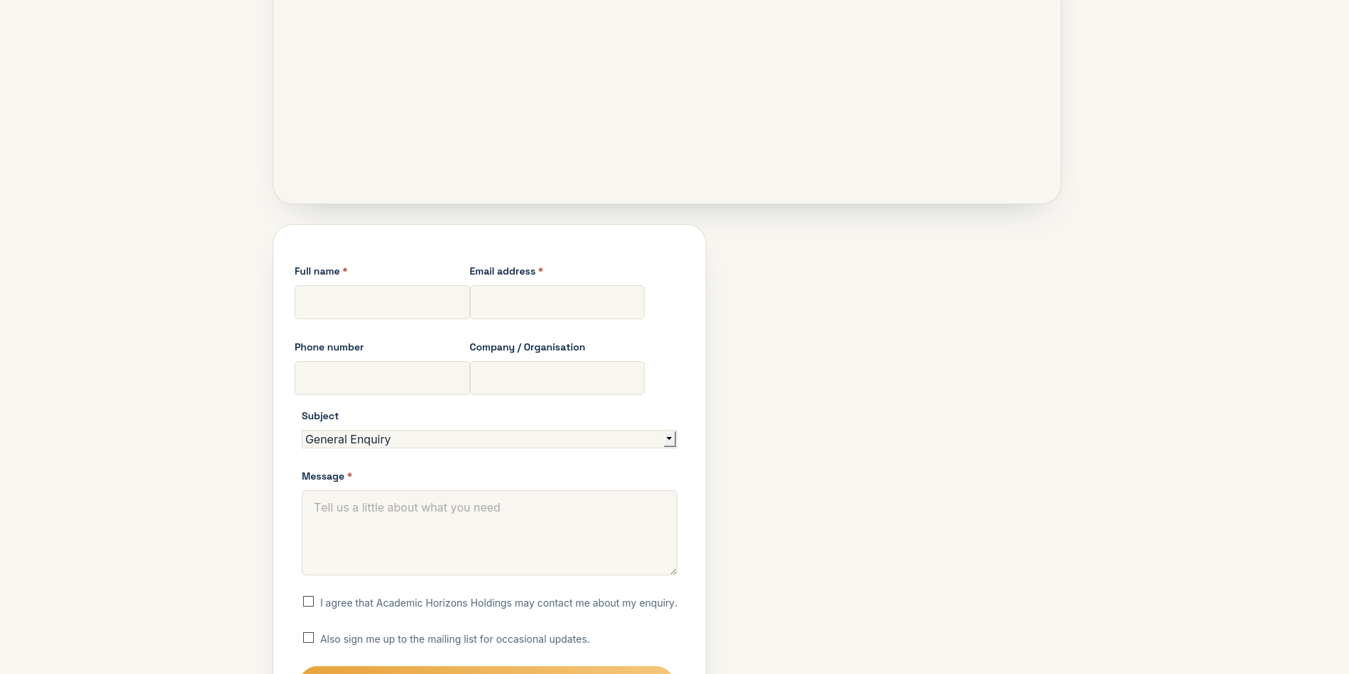 Education Services Website & Staff Portal: Website booking form