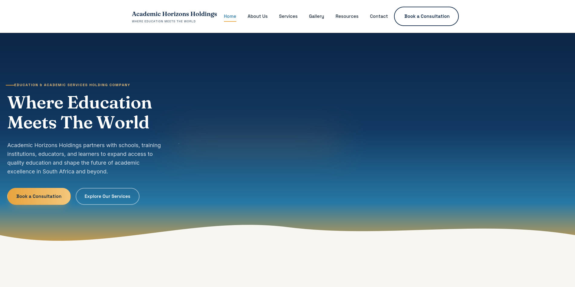 Education Services Website & Staff Portal: Website home
