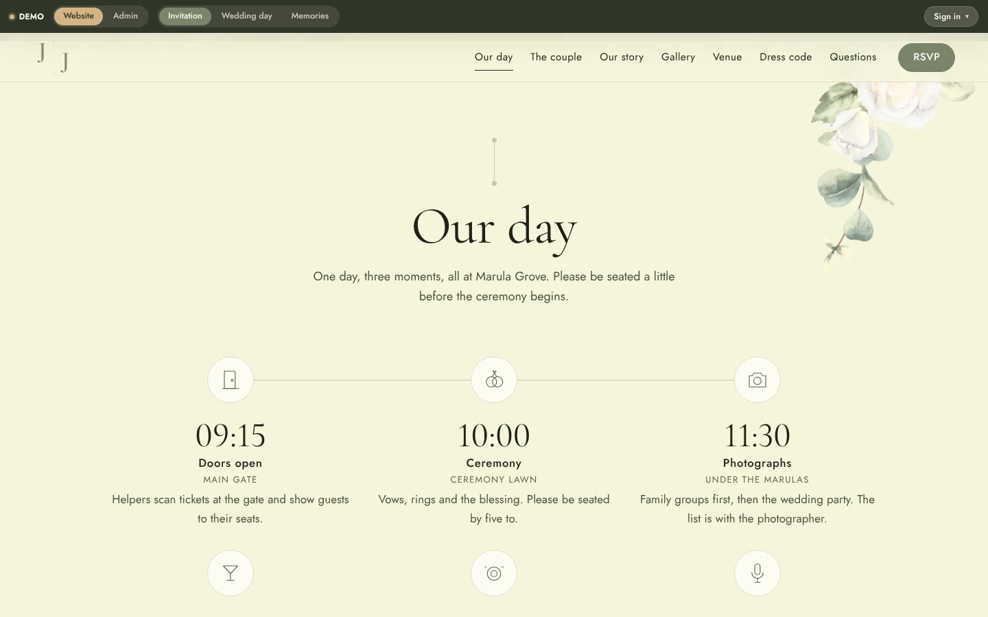 Wedding Website & Wedding Planning System: Website our day